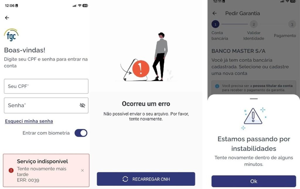 Instabilidade no app do FGC: o que isso significa para quem pediu ressarcimento do Banco Master